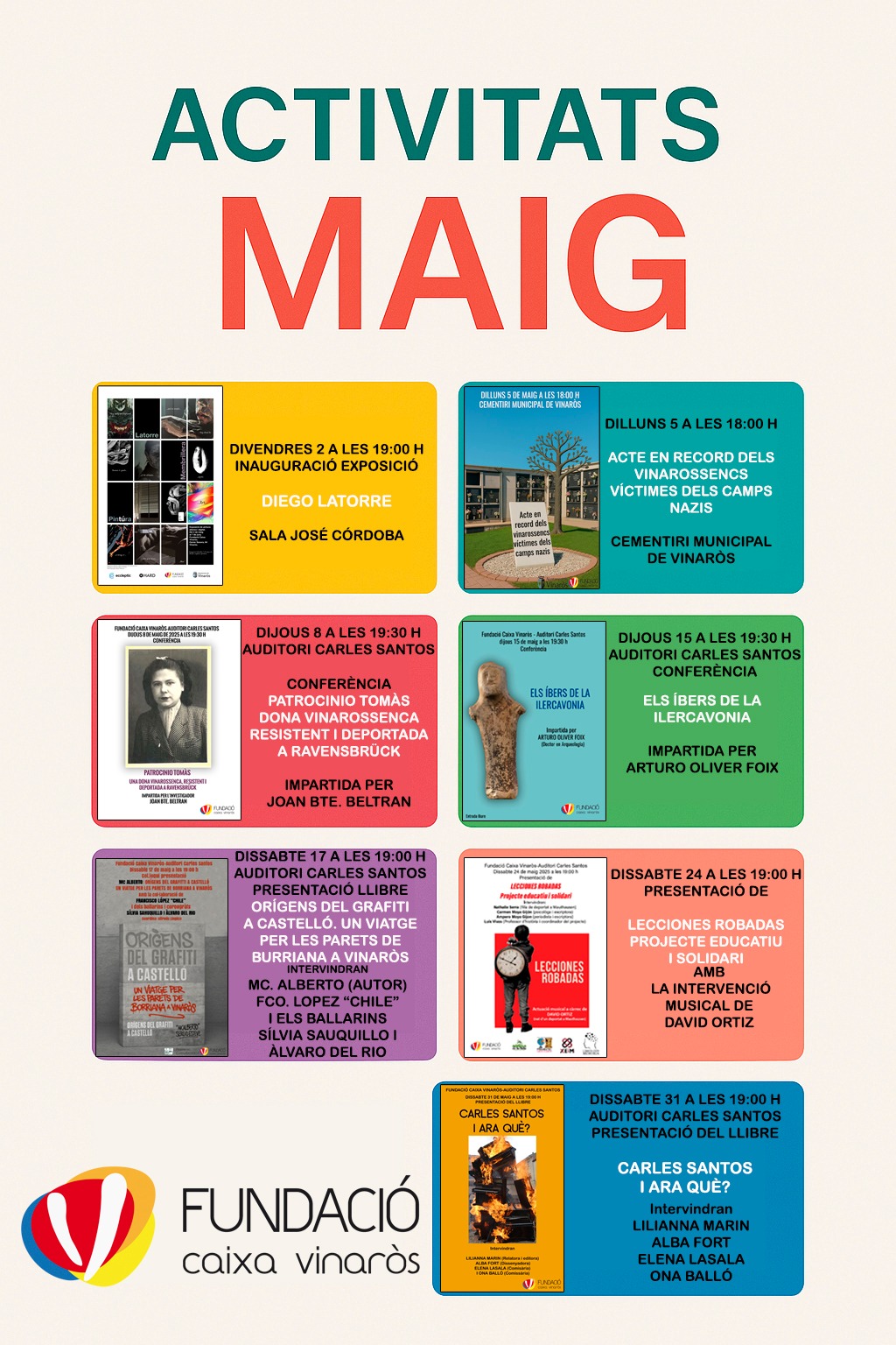 Actividades mayo Fundació Caixa Vinaròs 2025