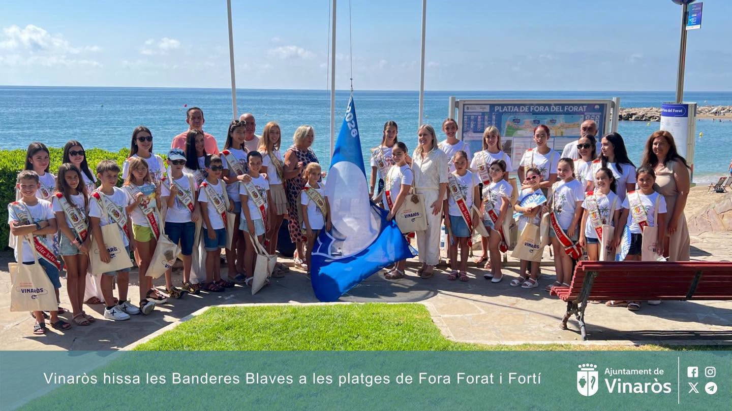 Vinaròs iza las Banderas Azules 2026 en las playas de Fora del Forat y Fortí