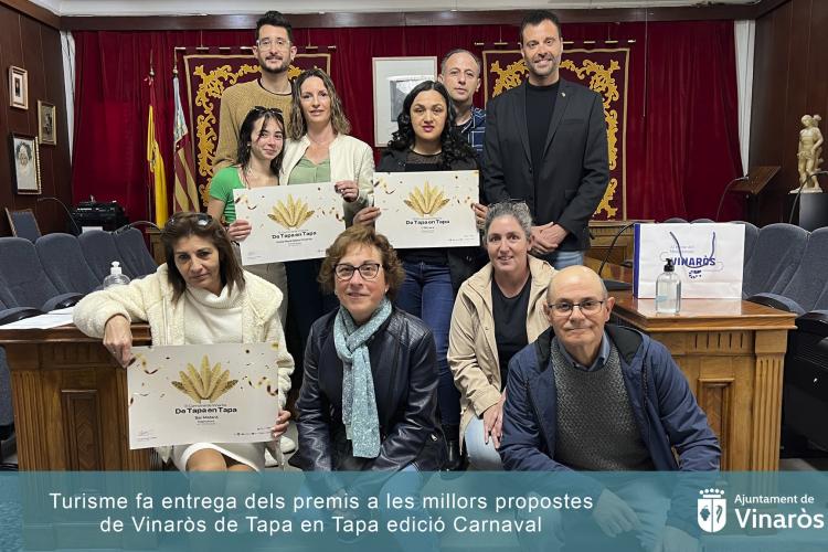 Turisme hace entrega de los premios a las mejores propuestas de Vinaròs de Tapa en Tapa edición Carnaval