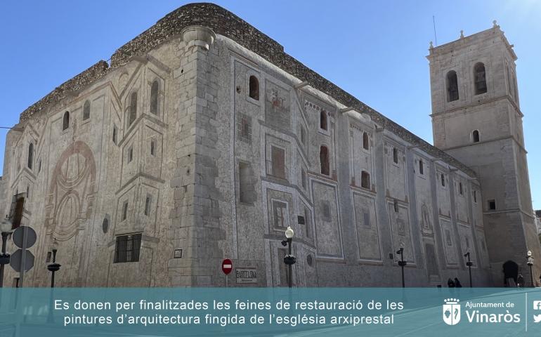 Es donen per finalitzades les feines de restauració de les pintures d’arquitectura fingida de l’església arxiprestal